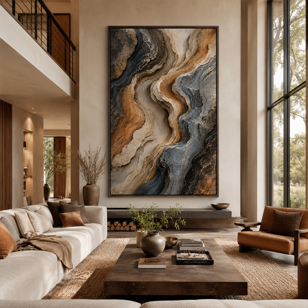 Abstract Wall Art – Earth Toned Wave Strata
