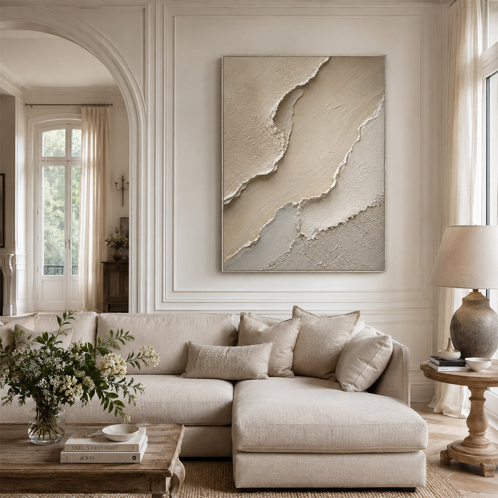 Wabi Sabi Art – Cream Layered Abstract Terrain