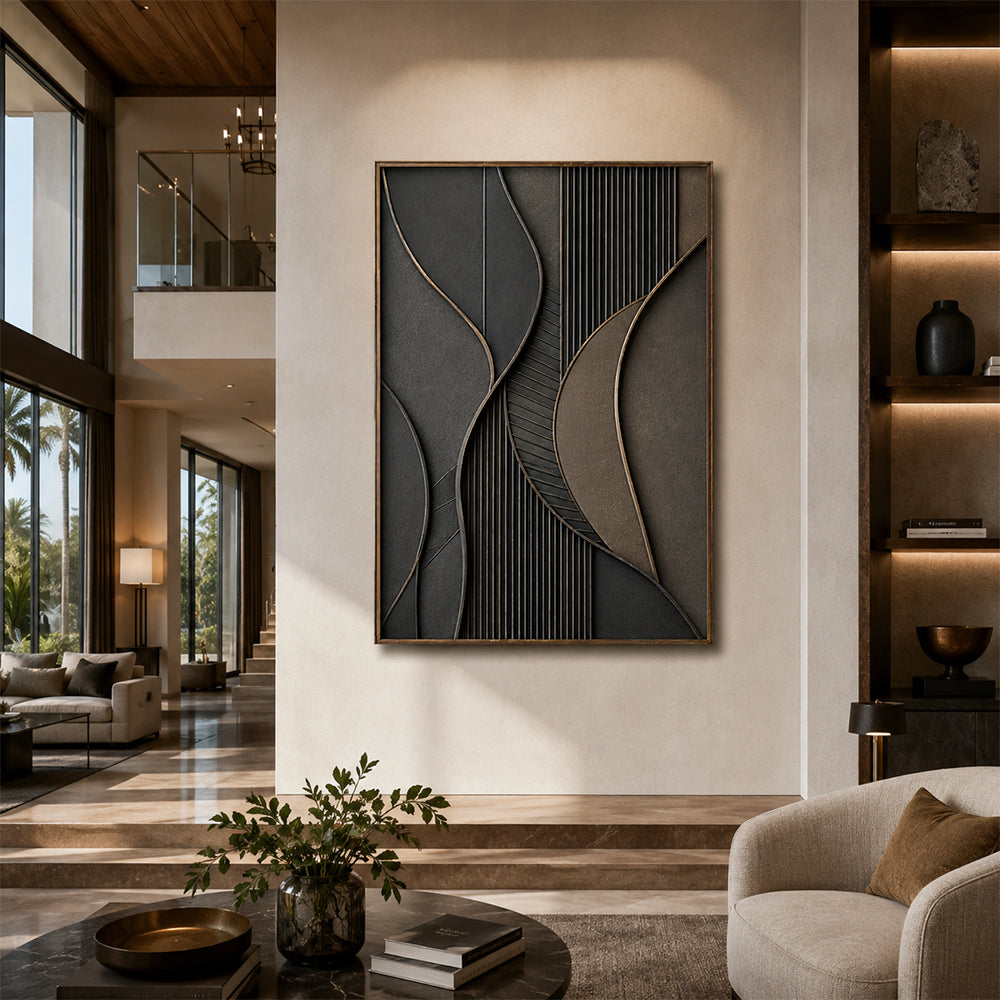Texture Painting Art – Neutral Curved Relief