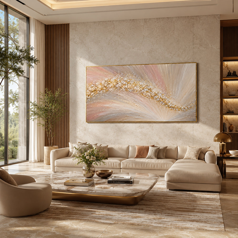 Texture Painting Art – Golden Curved Swirl