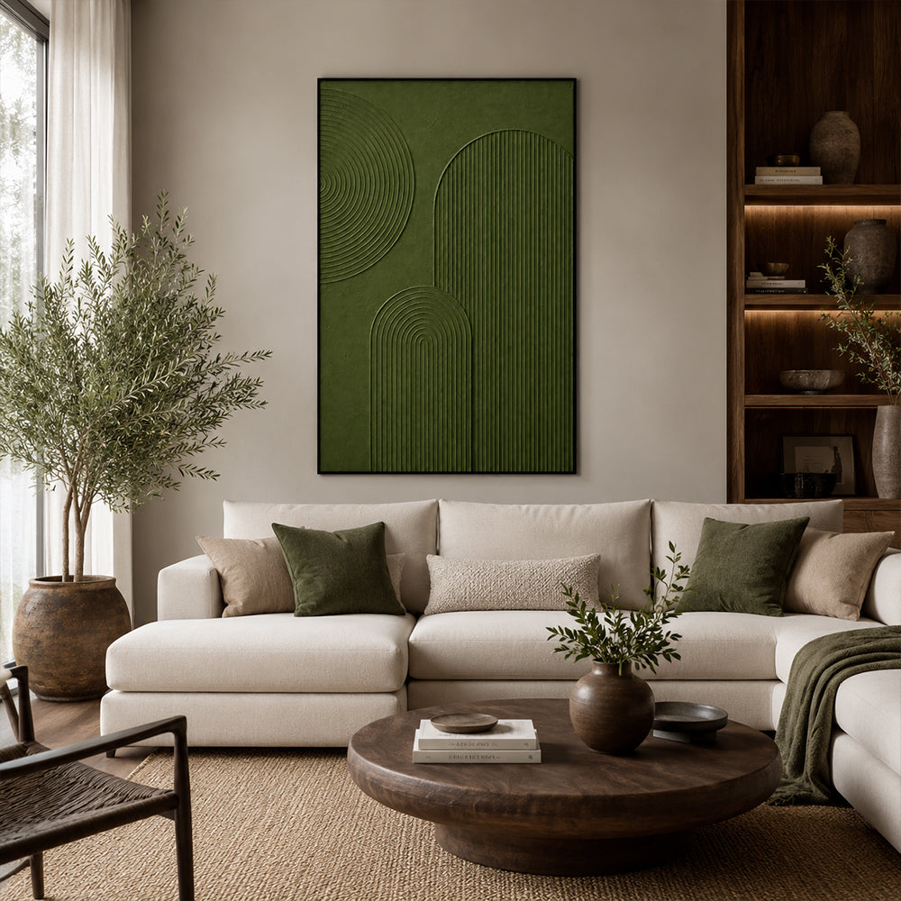 Minimalist Art – Green Textured Arches
