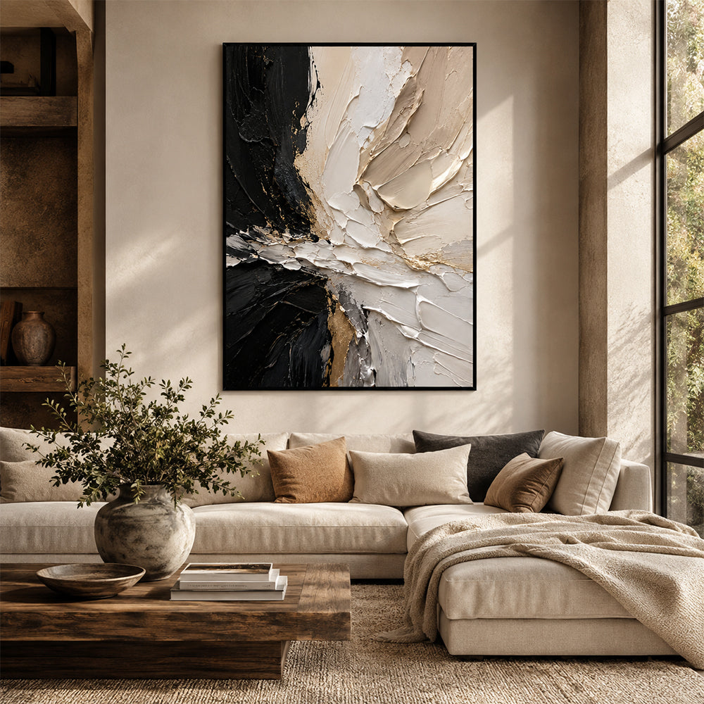 Texture Painting Art – Bold Neutral Impasto Swirls