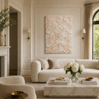 Texture Painting Art – Neutral 3D Floral Blooms
