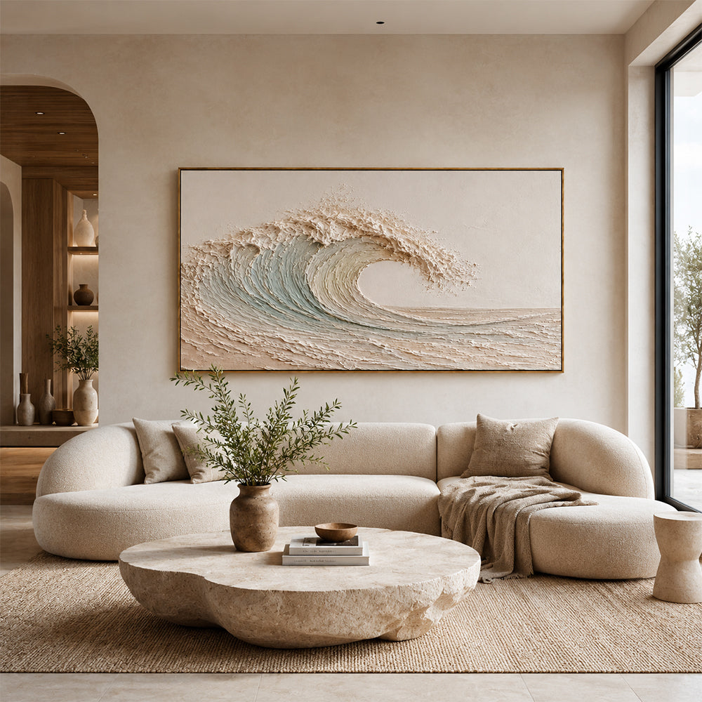Texture Painting Art – Sculpted Neutral Wave