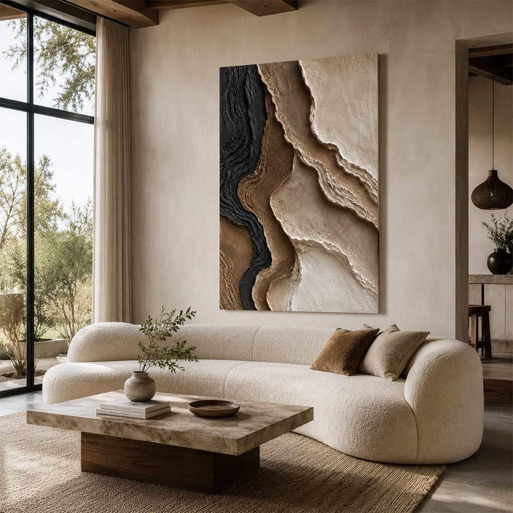 Texture Painting Art – Neutral Layered Waves
