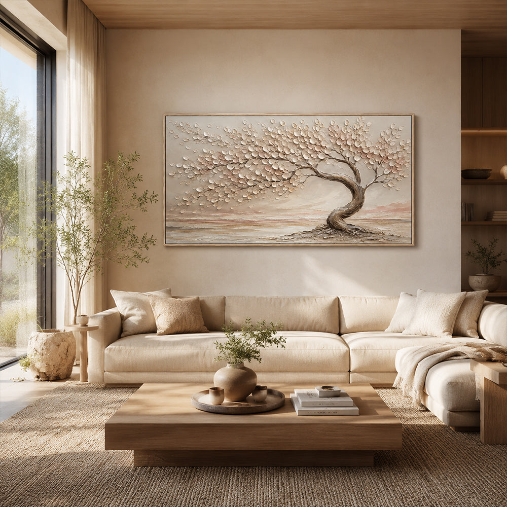 Texture Painting Art – Curved Tree Landscape