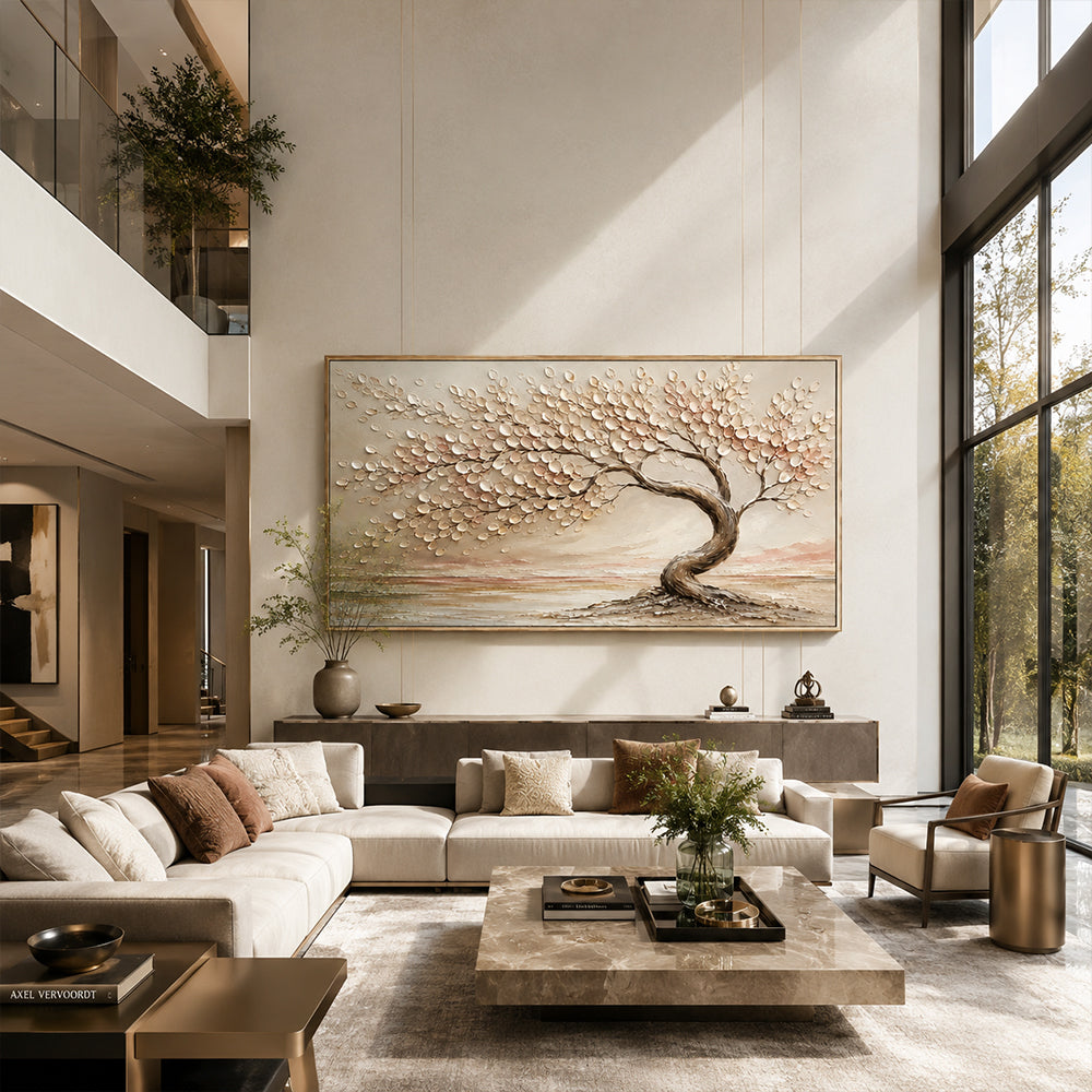 Texture Painting Art – Curved Tree Landscape