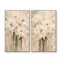 Abstract Wall Art – Cream Floral Textured Handmade Oil Painting Wall Art
