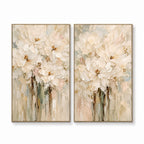 Abstract Wall Art – Cream Floral Textured Handmade Oil Painting Wall Art