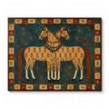 Vintage Americana Art – Folk Twin Horses Textured Handmade Oil Painting Wall Art