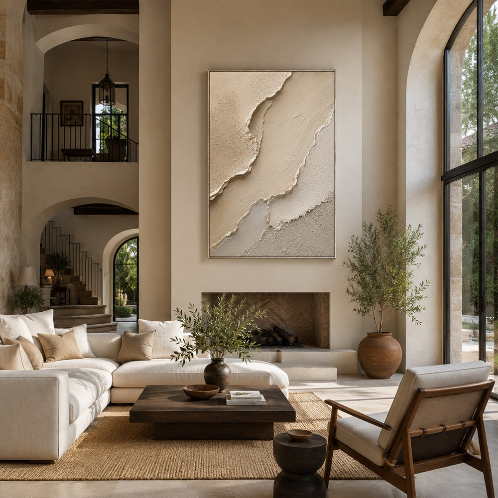 Wabi Sabi Art – Cream Layered Abstract Terrain