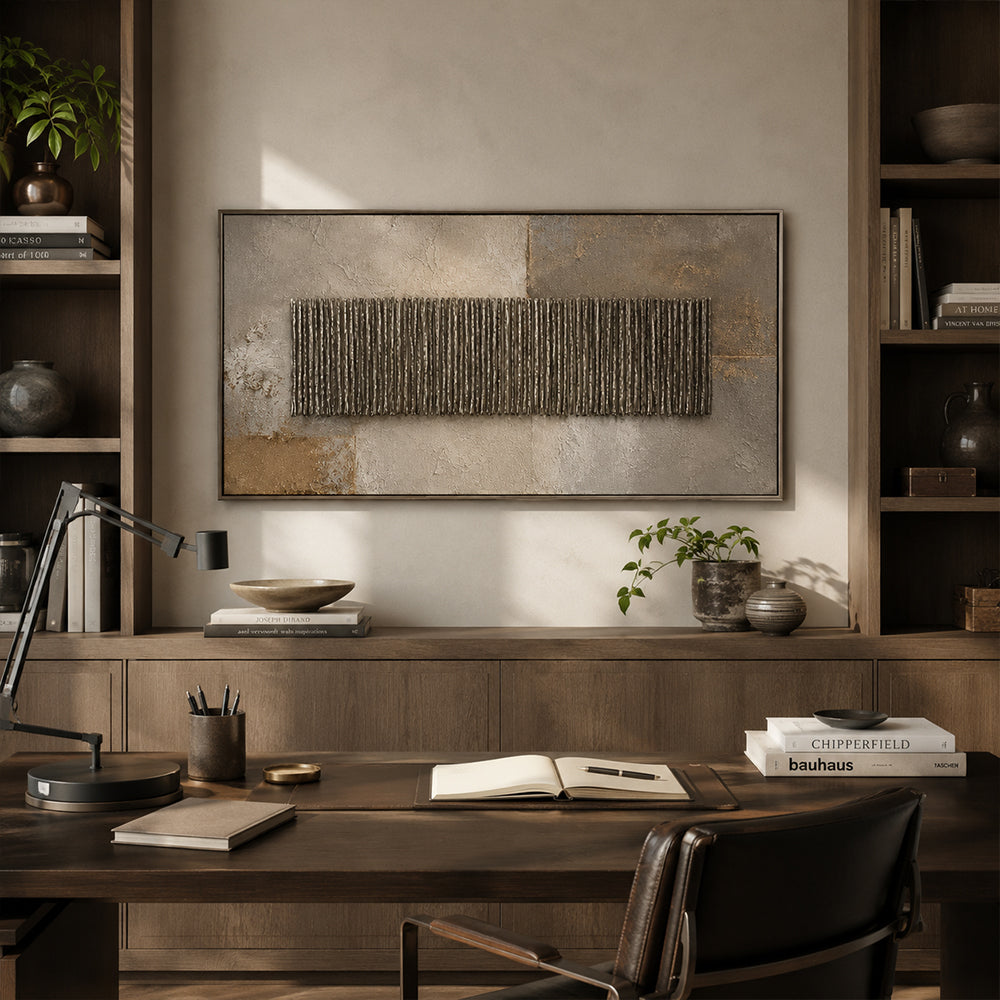 Wabi Sabi Art – Metallic Linear Relief Panel