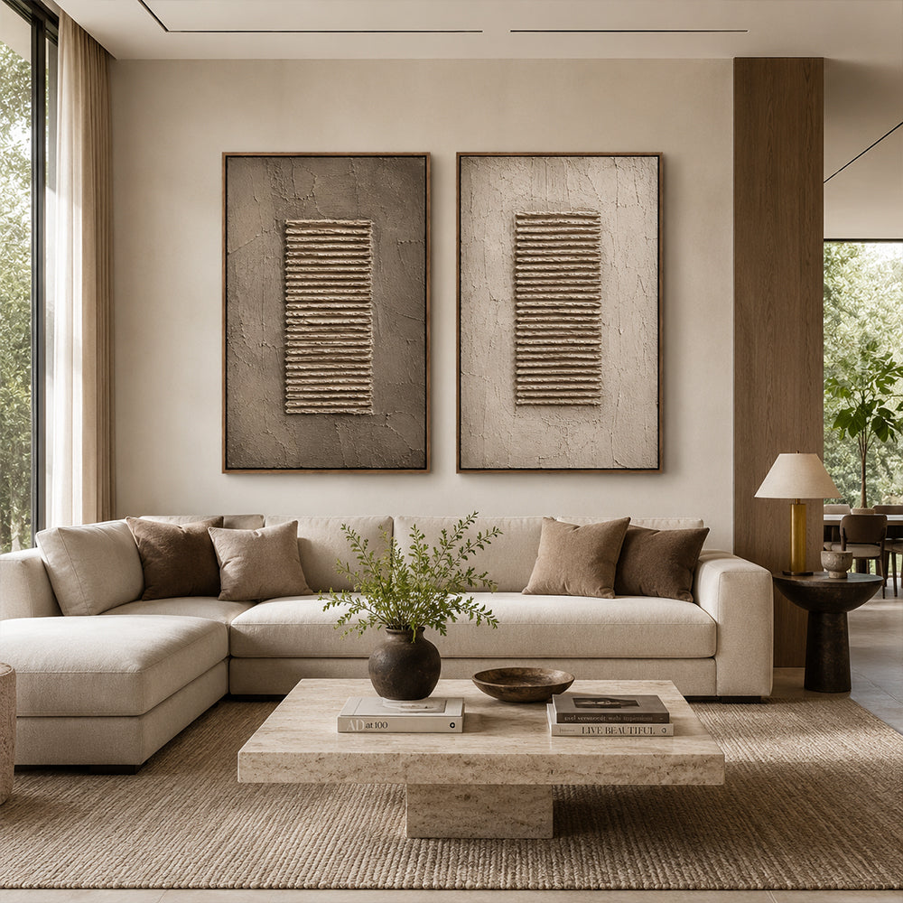 Wabi Sabi Art – Horizontal Ridge Diptych