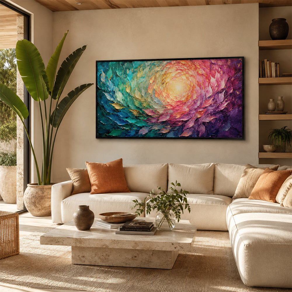 Texture Painting Art – Swirling Rainbow Foliage