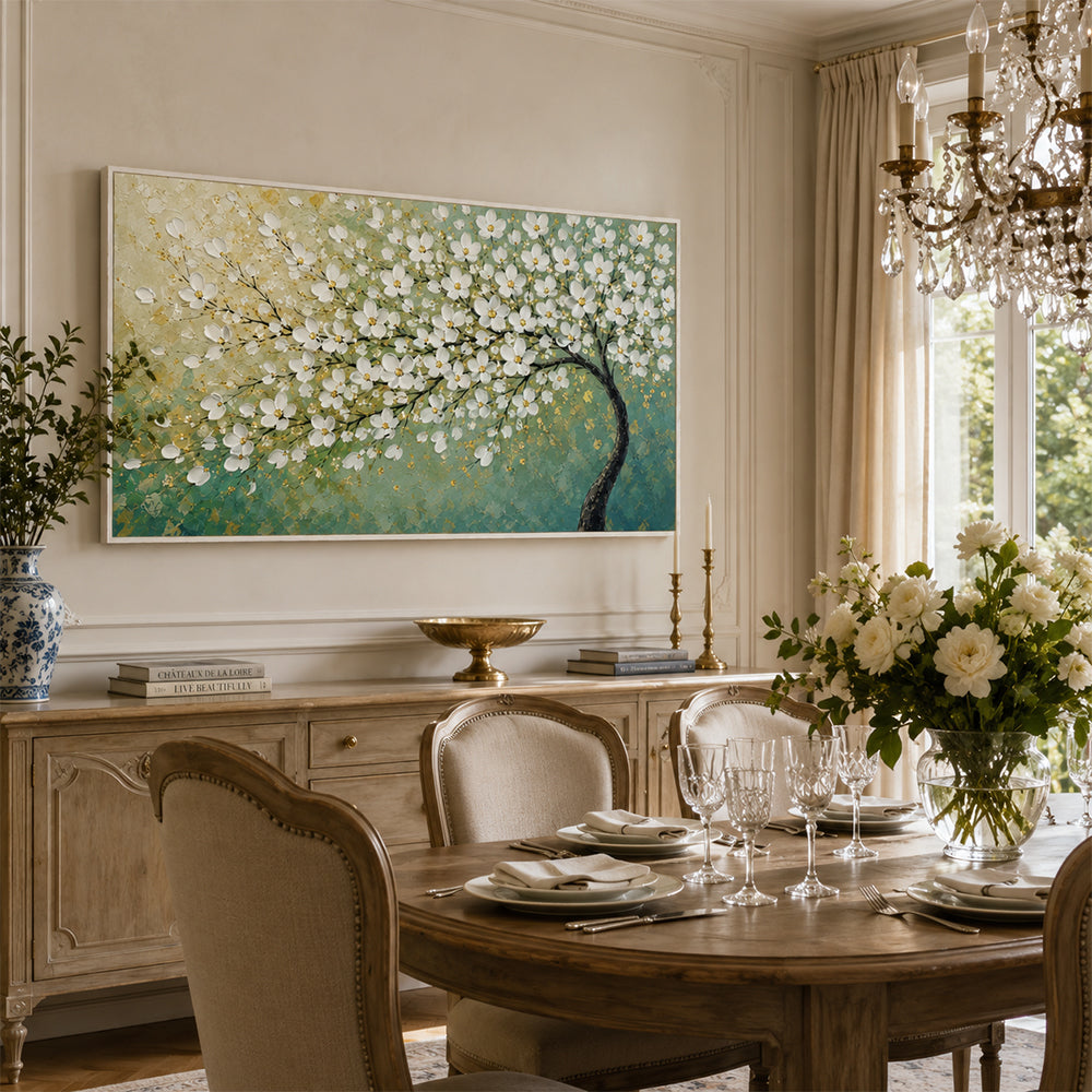 Texture Painting Art – White Blossom Tree