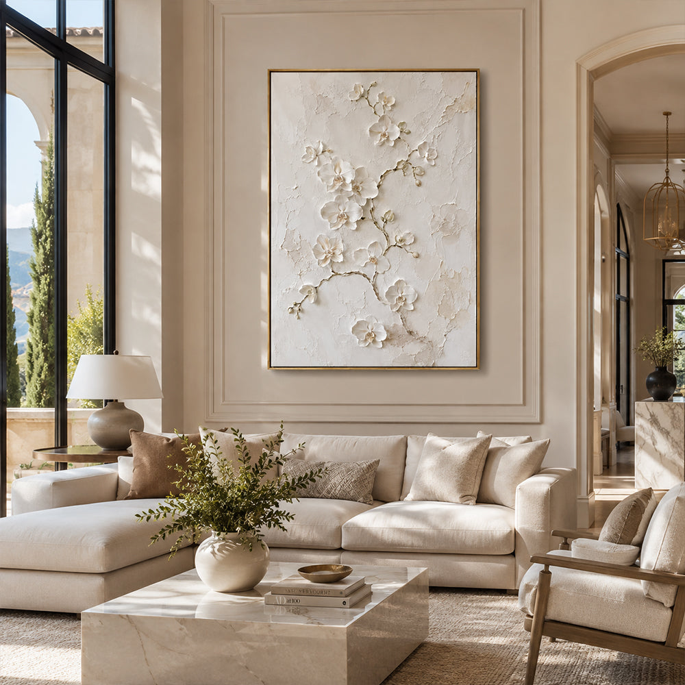 Minimalist Art – Textured White Orchids