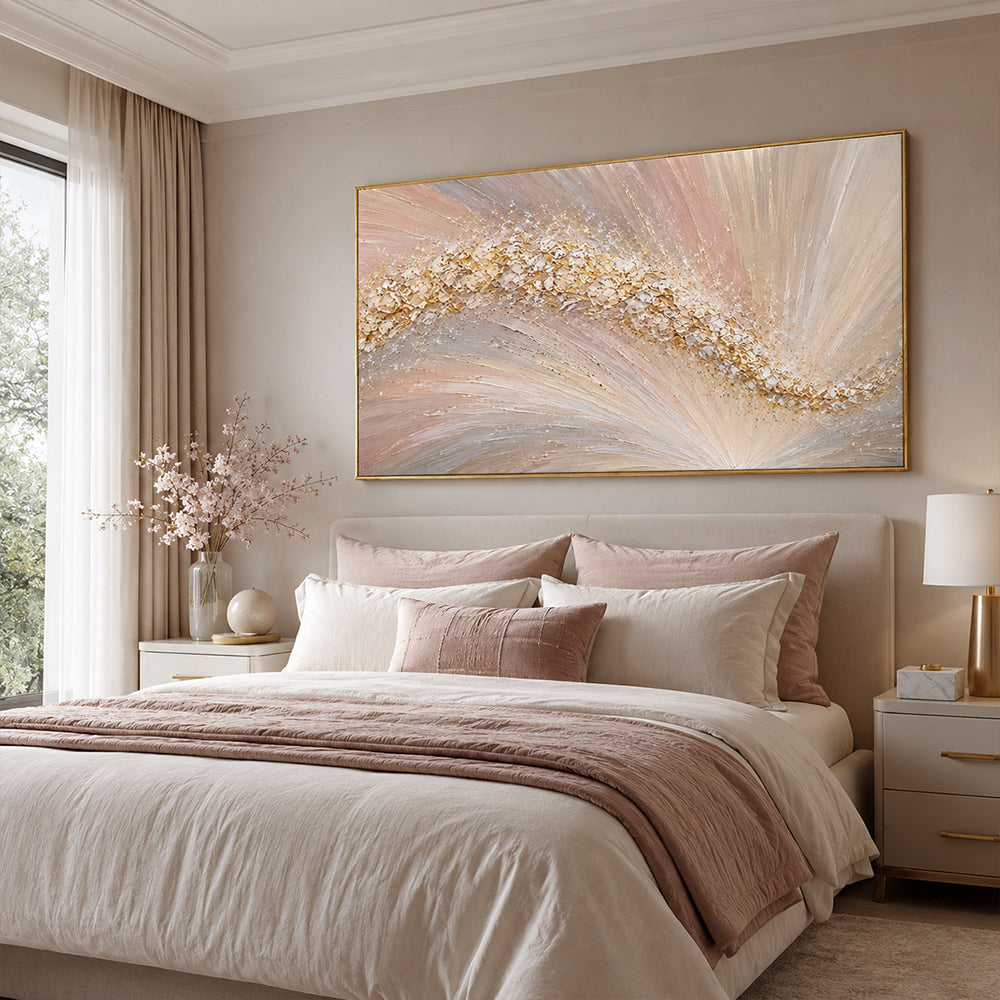 Texture Painting Art – Golden Curved Swirl