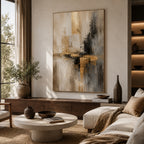Abstract Wall Art – Gilded Neutral Blocks