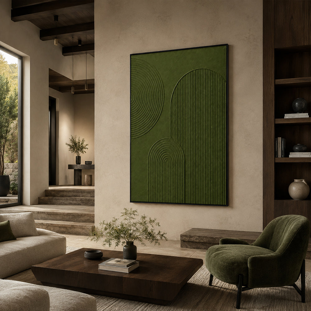 Minimalist Art – Green Textured Arches