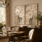 Abstract Wall Art – Cream Floral Textured Handmade Oil Painting Wall Art