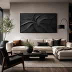 Texture Painting Art – Swirling Black Impasto Forms