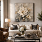Texture Painting Art – Neutral Cream Florals