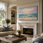 Texture Painting Art – Pastel Beach Waves Textured Handmade Oil Painting Wall Art