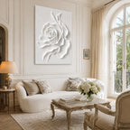 Minimalist Painting Art – Textured White Rose Relief