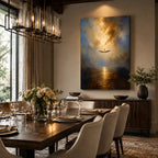 Abstract Wall Art – Floating Boat Seascape Painting