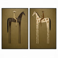 Vintage Americana Art – Earthy Minimalist Abstract Figure Handmade Textured Oil Painting Wall Art