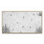 Texture Painting Art – Skiers On Snowy Slopes