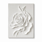 Minimalist Painting Art – Textured White Rose Relief