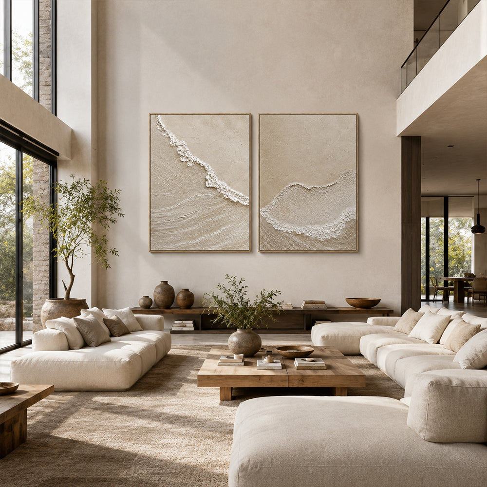 Wabi Sabi Art – Textured Ocean Diptych