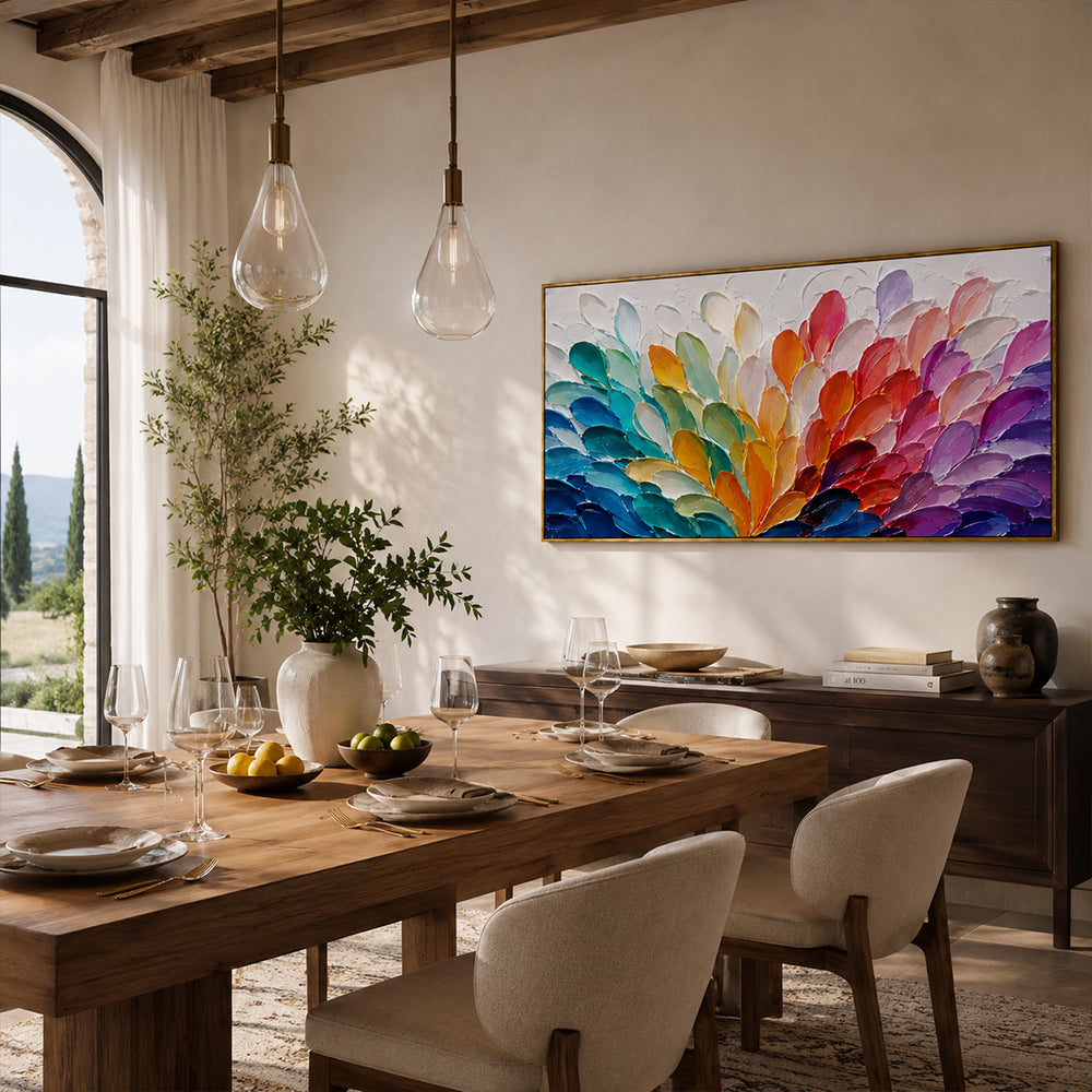 Abstract Wall Art – Rainbow Petal Cluster