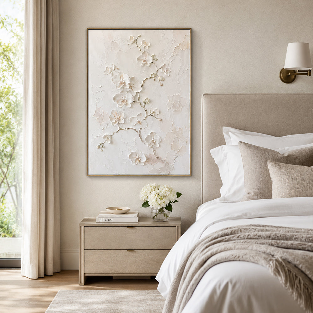 Minimalist Art – Textured White Orchids