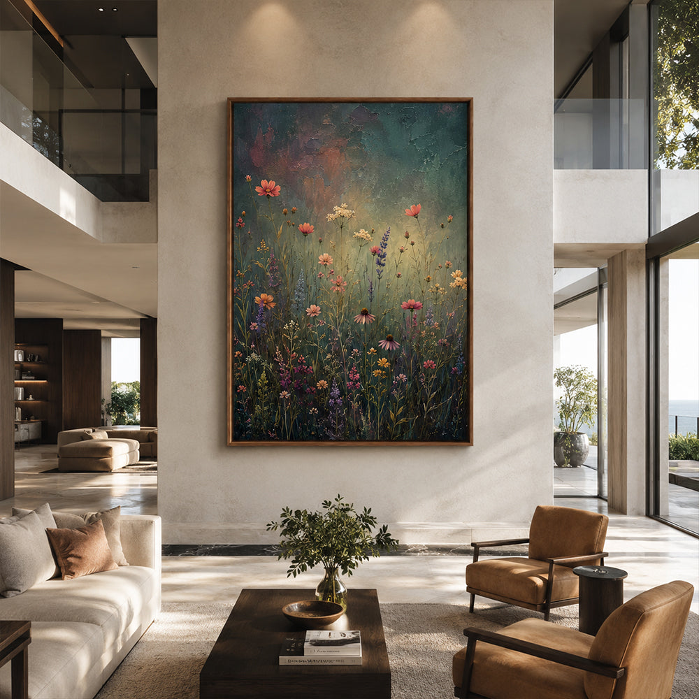 Vintage Americana Art – Wildflower Meadow Scene