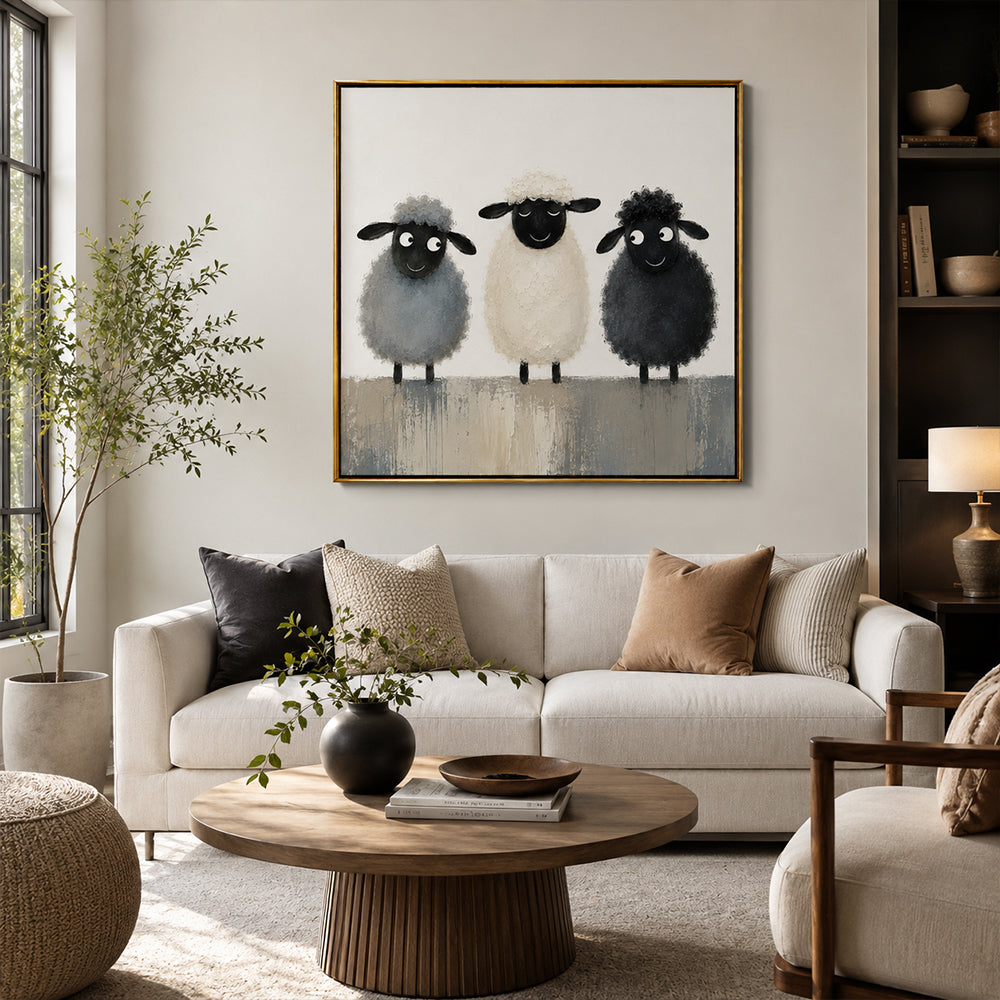 Texture Painting Art – Three Fluffy Sheep
