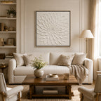 Minimalist Art – White Relief Dahlia