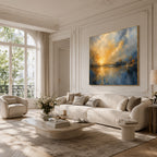[Copy]Abstract Wall Art – Neutral Lakescape Textured Handmade Oil Painting Wall Art