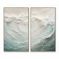 Minimalist Painting Art – Textured Ocean Wave Diptych