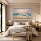Texture Painting Art – Pastel Beach Waves Textured Handmade Oil Painting Wall Art
