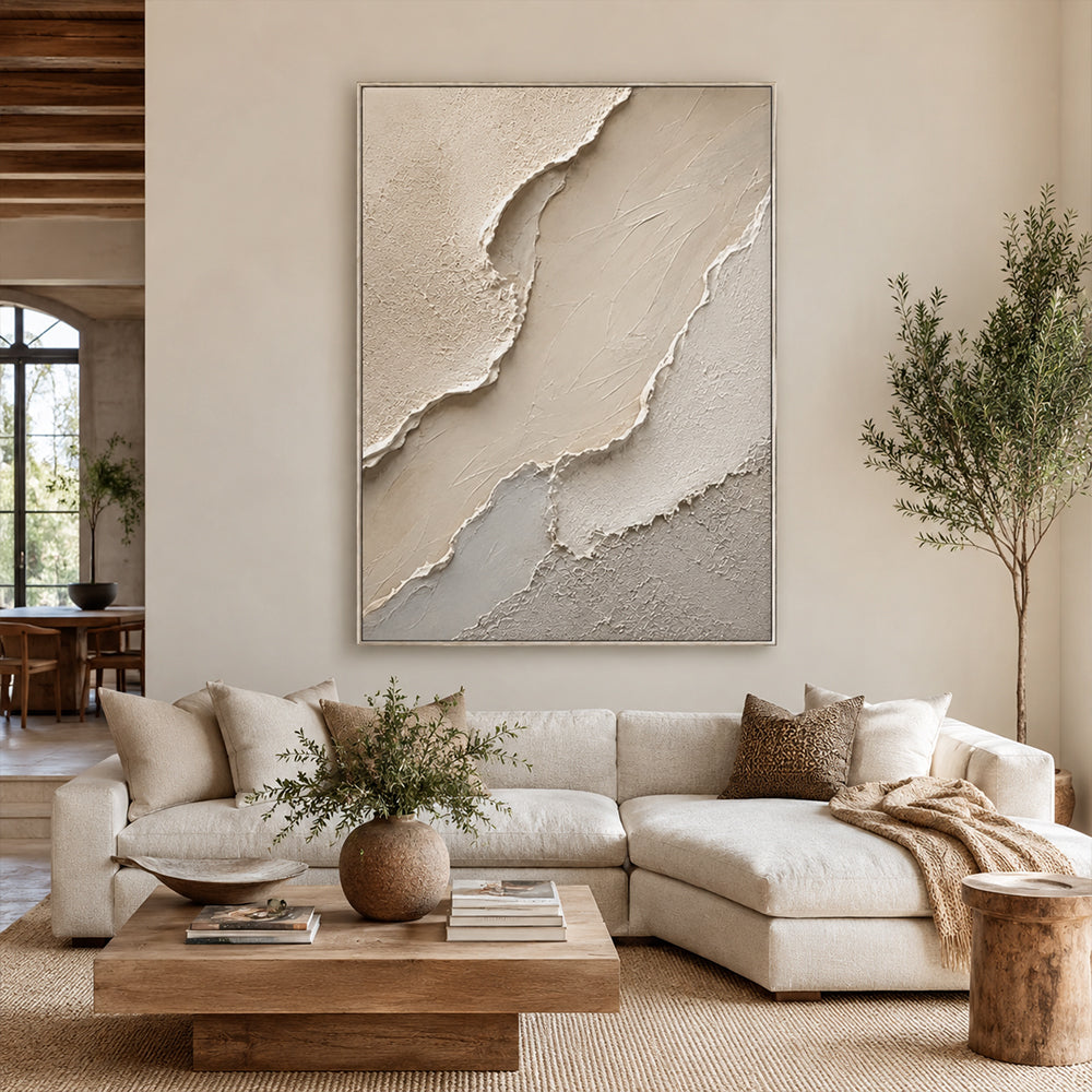Wabi Sabi Art – Cream Layered Abstract Terrain