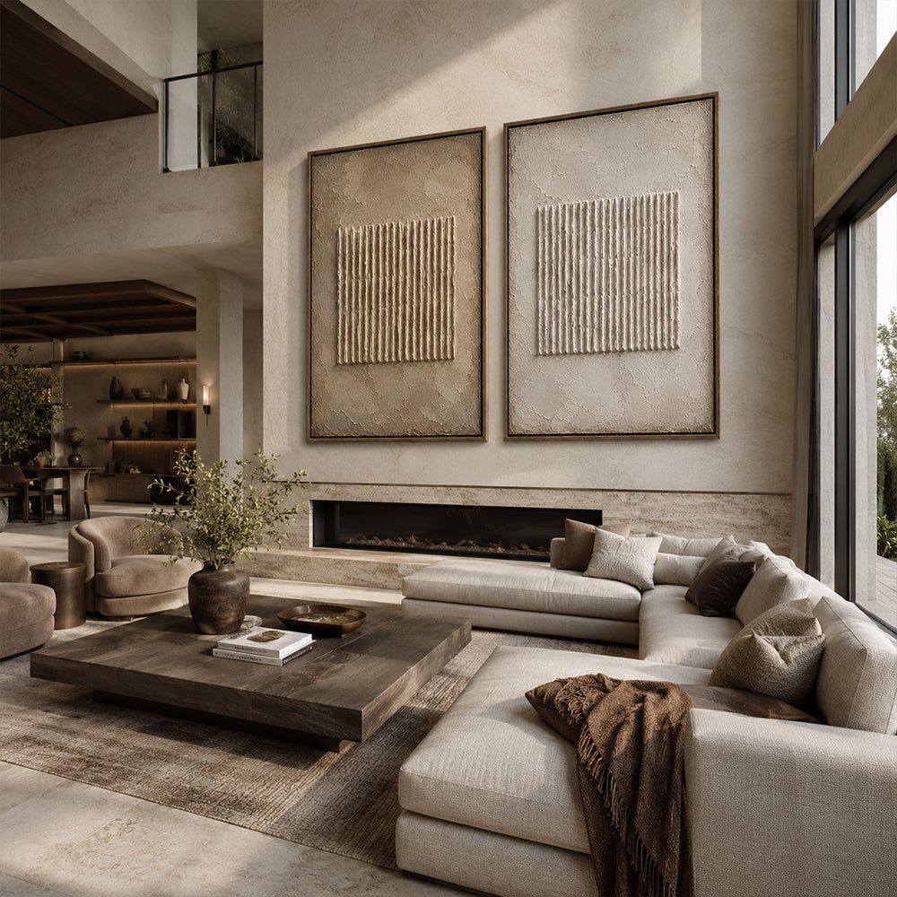 Wabi Sabi Art – Dual Vertical Line Diptych