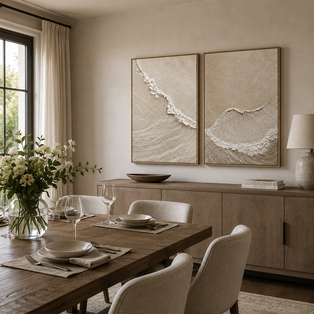 Wabi Sabi Art – Textured Ocean Diptych
