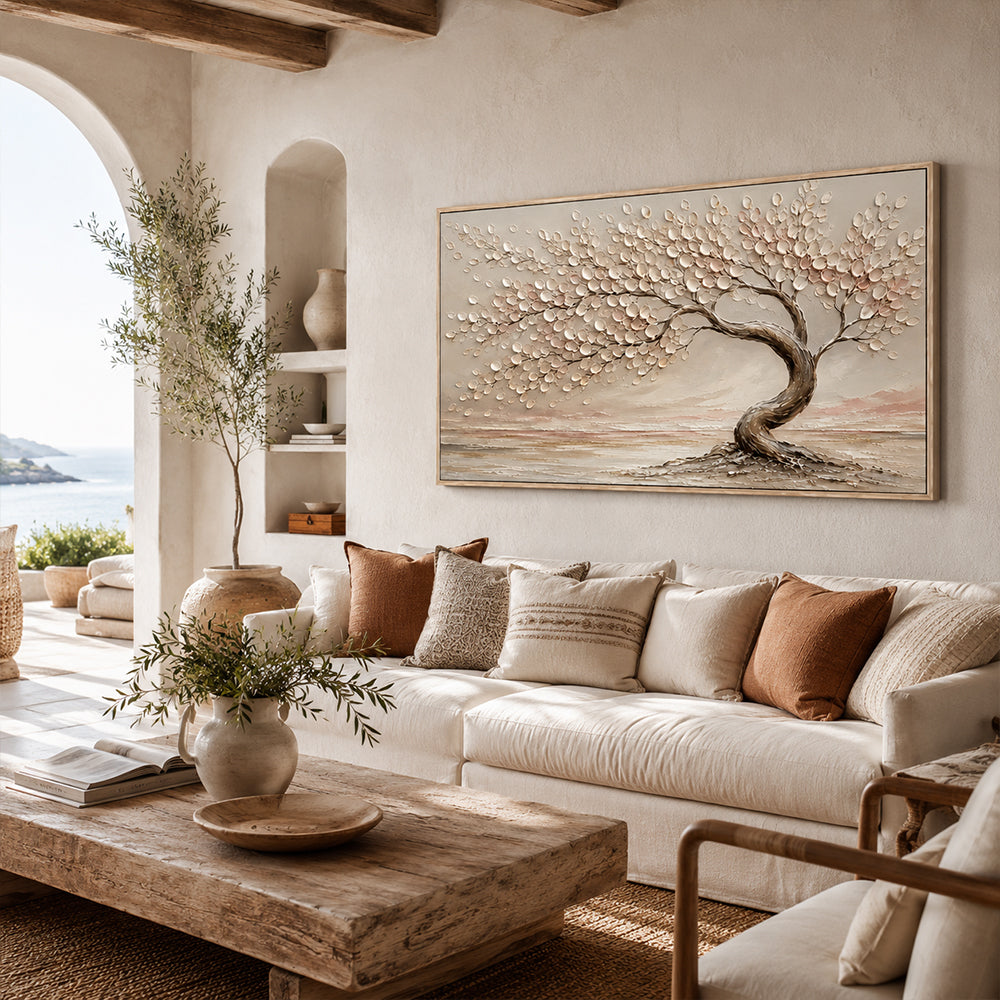 Texture Painting Art – Curved Tree Landscape