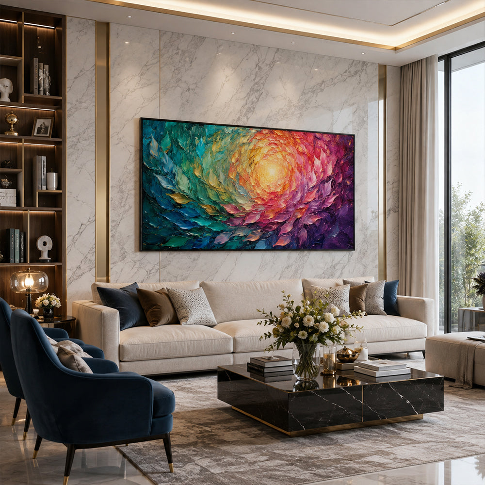 Texture Painting Art – Swirling Rainbow Foliage