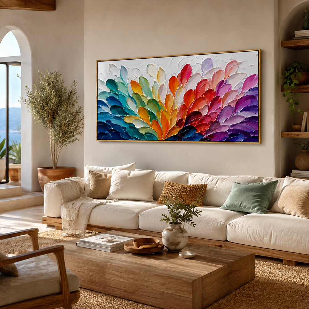 Abstract Wall Art – Rainbow Petal Cluster