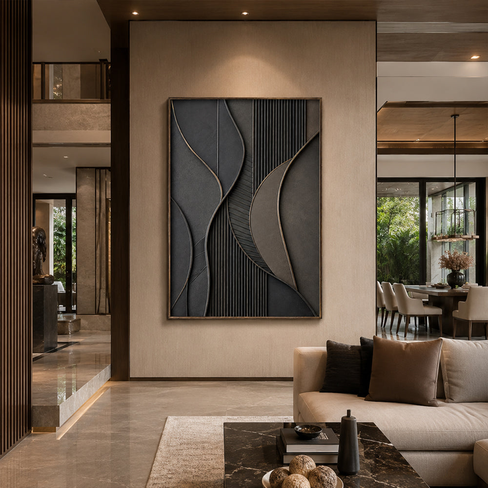 Texture Painting Art – Neutral Curved Relief