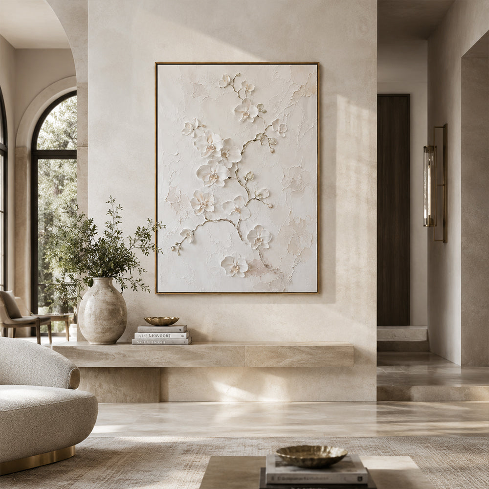Minimalist Art – Textured White Orchids