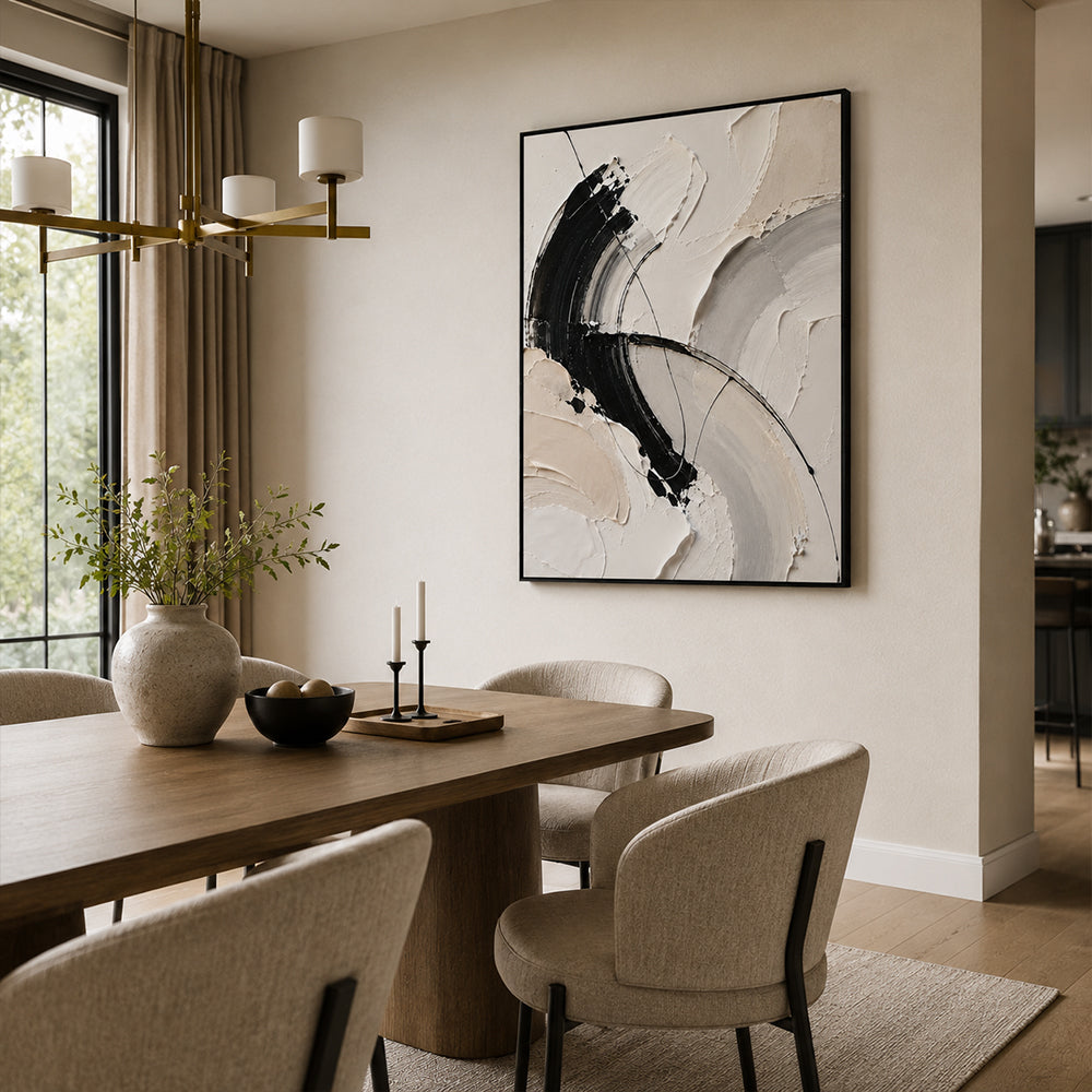 Abstract Wall Art – Curved Neutral Impasto Strokes